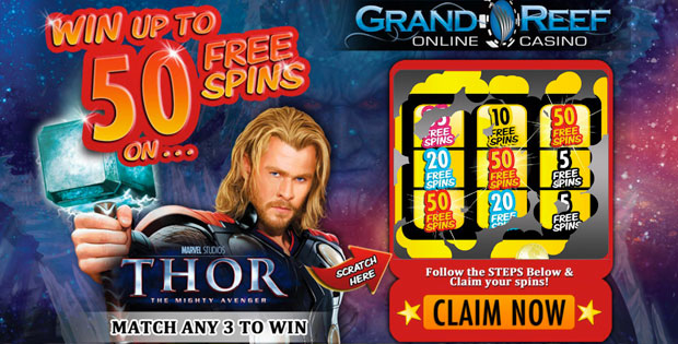 Grand Reef Casino: 50 No Deposit Free Spins Bonus