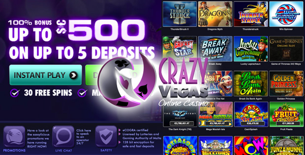 Crazy Vegas: $500 + 30 Bonus Spins