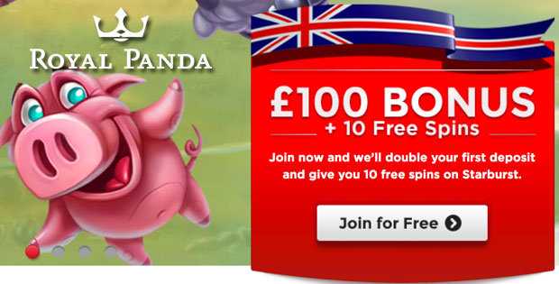 Royal Panda Casino: 100% to $100 + Bonus Spins