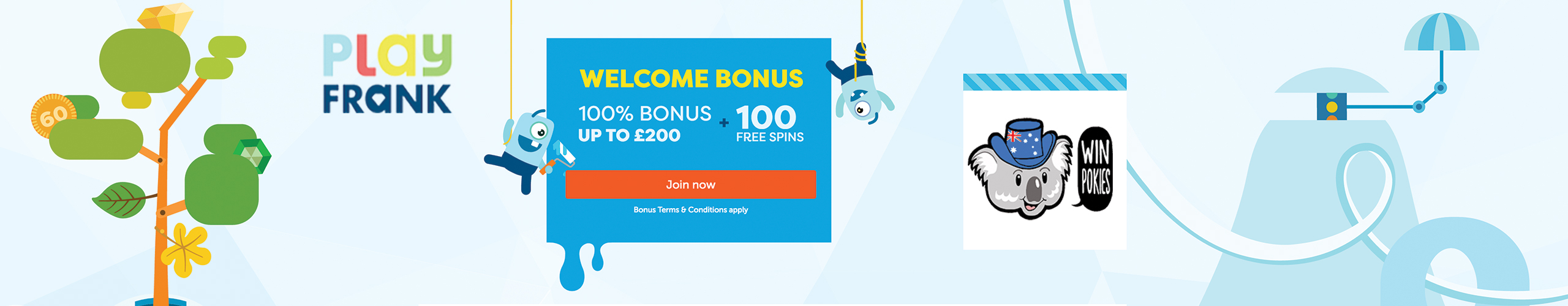 PlayFrank Casino: 100 Bonus Pokie Spins