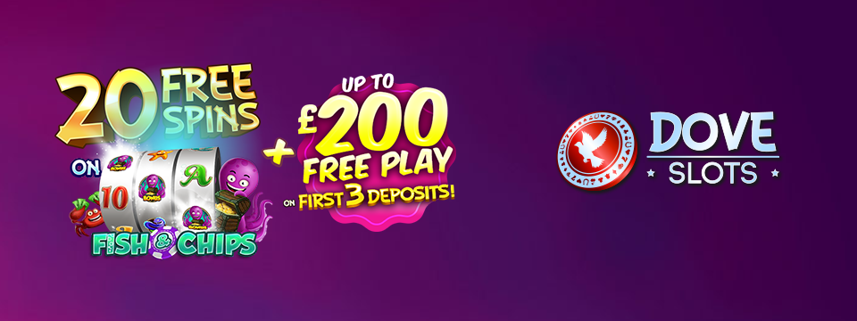 Dove Slots : 20 Free Spins + 100% Bonus