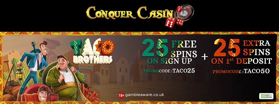 Conquer Casino: 50 Free Spins (25 No Deposit)